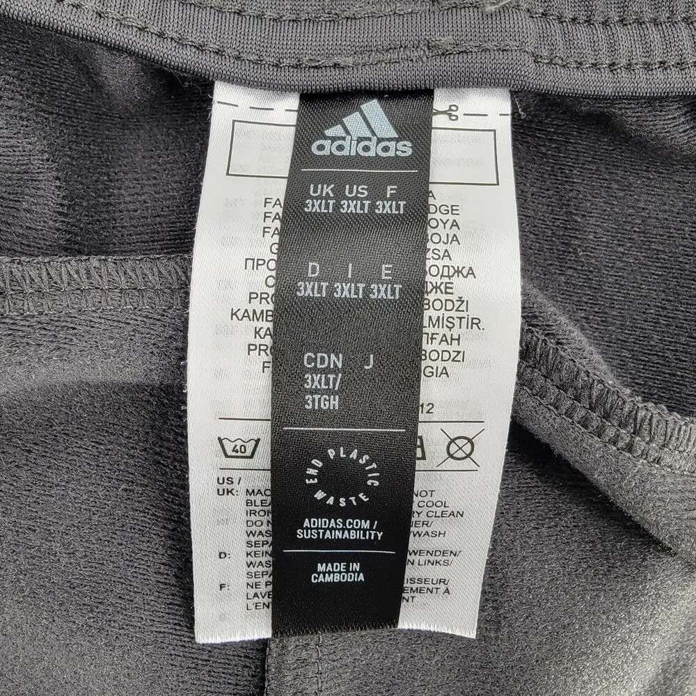 Adidas Joggers Mens 3XLT Gray Black 3 Stripe Pockets
